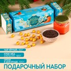 Подарочный набор «Снегири»: чай чёрный со вкусом: ваниль и карамель 50 г., арахис в шоколаде 100 г., крем-мёд со вкусом малины 120 г. - фото 11278663