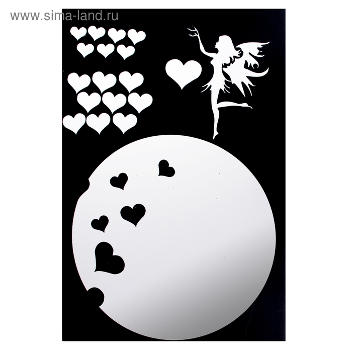Наклейка интерьерная зеркальная "Фея с сердцами на луне" 40х60 см - Фото 1
