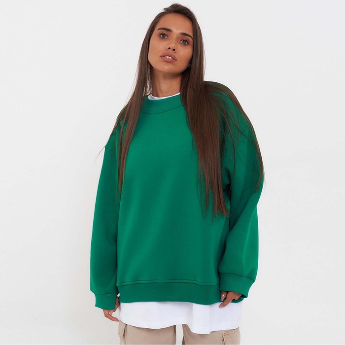 Свитшот женский НАЧЁС, цвет тёмно-зелёный, размер S (42-44) - Фото 1