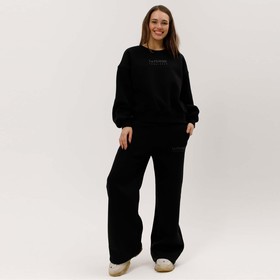 Костюм женский (свитшот/брюки), цвет чёрный, размер M (44)
