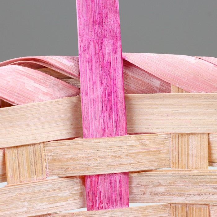 Корзина плетеная (бамбук), 17 х 9 х 30см, белая-розовая