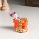 Сувенир полистоун "Фиолетовый дракон в мешке с монетами" 5х3,7х4,8 см - фото 320278873
