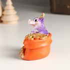 Сувенир полистоун "Фиолетовый дракон в мешке с монетами" 5х3,7х4,8 см - фото 9042904