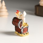Сувенир полистоун "Золотой дракон в сундуке с монетами" 3,6х3х5,3 см - Фото 4
