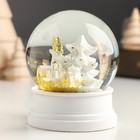 Сувенир полистоун водяной шар "Заснеженная ёлочка с подарками" белый 6,5х6,5х8 см - Фото 4