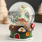 Сувенир полистоун водяной шар "Китайский зелёный дракон на домике"  6,5х6,5х8,8 см 9491400