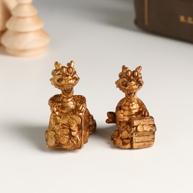 Фигурка полистоун «Бронзовый дракон с монетами», 3.8з2.5з3.8 см, МИКС