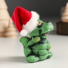 Сувенир керамика "Зелёный глиняный дракончик в новогоднем колпаке" 6,5х5,3х8 см - Фото 2