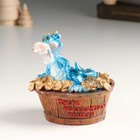 Копилка полистоун "Синий дракон в ванной с монетами" 10,2х7,3х10 см - Фото 5