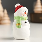 Фигурка керамика «Снеговичок в красной шапке и зелёном шарфике», 3.5×2.8×6.5 см, МИКС - Фото 3