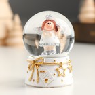 Сувенир полистоун водяной шар "Ангелочек -девочка в короне" серебро МИКС 4,5х4,5х6,2 см - Фото 2