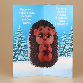 Объемная открытка «Волшебный праздник», ёж, 12х 18 см, Новый год