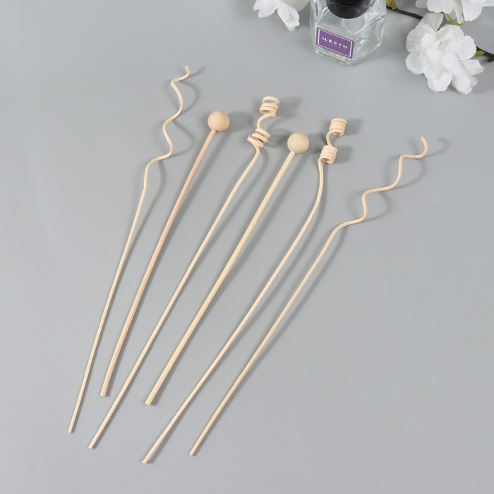 Палочки для аромадиффузора из ротанга «Спиральки и шарики», набор 6 шт. - Фото 1