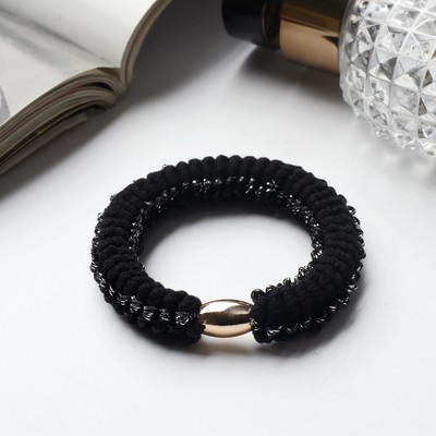 Резинка для волос «Спорт», классика полоса блеск, 5 см, чёрная