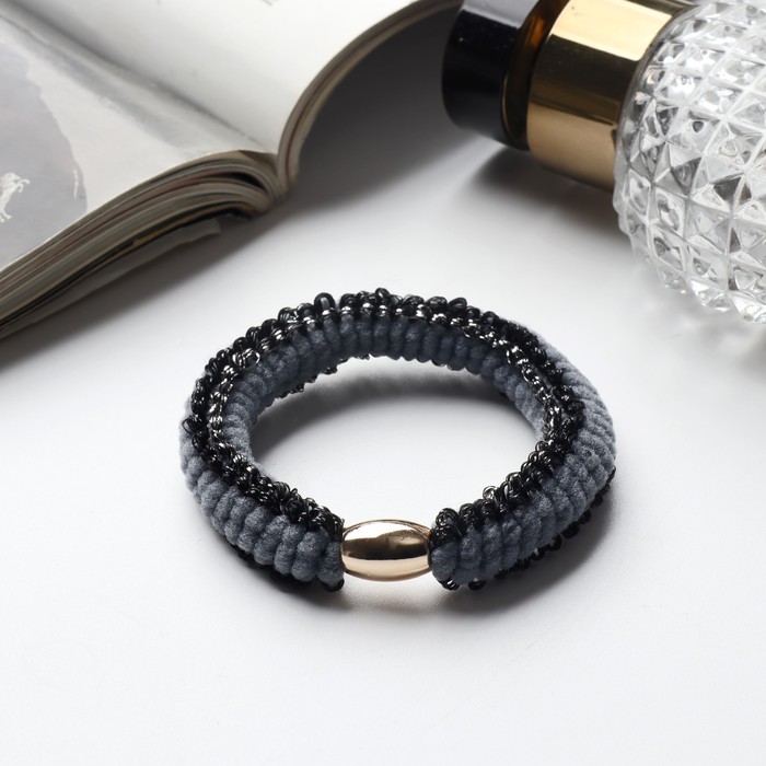 Резинка для волос «Спорт», классика полоса блеск, 5 см, серая - Фото 1