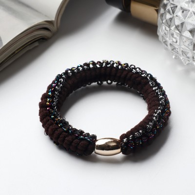 Резинка для волос «Спорт», классика полоса блеск, 5 см, коричневая