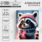 Алмазная мозаика на новый год с частичным заполнением для детей «Енотик», 20×25 см, набор для творчества - Фото 1