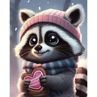 Алмазная мозаика на новый год с частичным заполнением для детей «Енотик», 20×25 см, набор для творчества - Фото 2