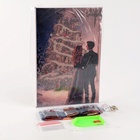 Алмазная вышивка на раме с частичным заполнением «Новогодняя ночь» 20×30, с гирляндой - Фото 4