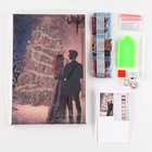 Алмазная вышивка на раме с частичным заполнением «Новогодняя ночь» 20×30, с гирляндой - Фото 2