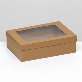 Коробка складная, крафт, с окном, 30 х 20 х 9 см