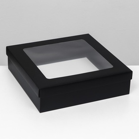 Коробка подарочная складная, упаковка, крышка - дно, чёрная, с окном 30?30?8 см (комплект 5 шт)
