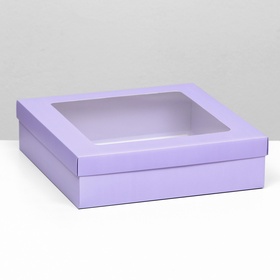 Коробка подарочная складная, упаковка, крышка-дно, сиреневая, с окном 30?30?8 см (комплект 5 шт)