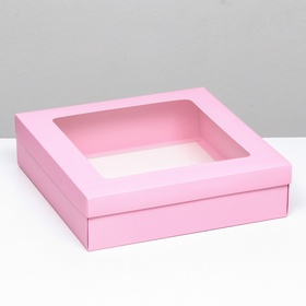 Коробка подарочная складная, упаковка, крышка - дно, розовая, с окном 30?30?8 см (комплект 5 шт)