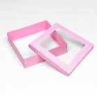 Коробка подарочная складная, упаковка, крышка - дно, розовая, с окном 30×30×8 см 9702395