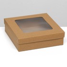 Коробка складная, крышка-дно, с окном, крафт, 20 х 20 х 6 см - фото 320279737