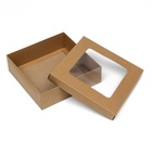 Коробка подарочная складная, упаковка, крышка - дно, с окном, крафт, 20×20×6 см 9702399