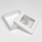 Коробка подарочная складная, упаковка, крышка-дно, с окном, белая, 20×20×6 см 9702401