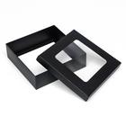 Коробка подарочная складная, упаковка, крышка - дно, чёрная, с окном 20×20×6 см - Фото 5