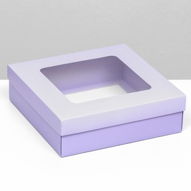 Коробка подарочная складная, упаковка, крышка - дно, сиреневая, с окном 20?20?6 см (комплект 5 шт)