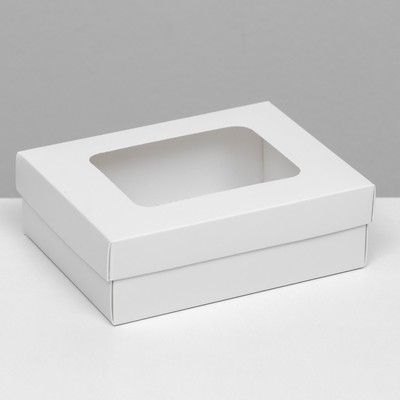 Коробка подарочная складная, упаковка, крышка - дно, с окном, белая, 16.5×12.5×5.2 см