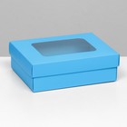 Коробка складная, крышка-дно, с окном, бирюзовая , 16,5 х 12,5 х 5,2 см - фото 320279815