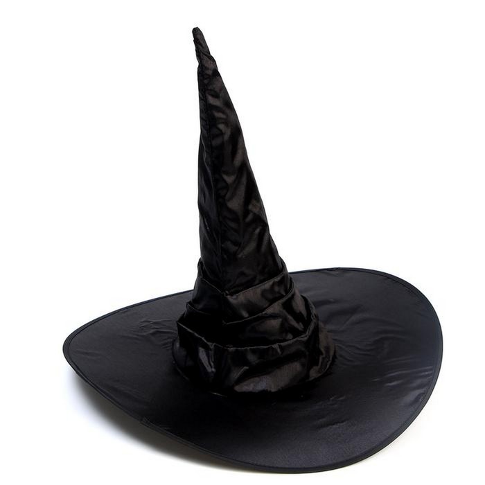 Шляпа «Ведьмочка» драпированная, блестящая, чёрная - Фото 1