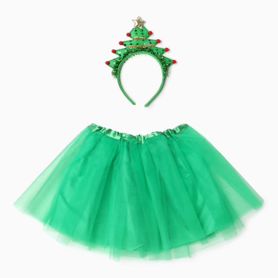 Набор для фотосессии KAFTAN «Ёлочка»: юбка и ободок, зелёный, рост 86-104 см