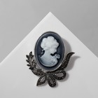 Брошь «Камея» лавра, цвет серый в чернёном серебре - Фото 1