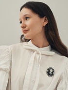 Брошь «Камея», в цветах, чёрно-белая в чернёном серебре - Фото 2