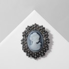 Брошь «Камея» в жемчуге, цвет серый в чернёном серебре - Фото 1