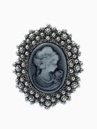 Брошь «Камея», в жемчуге, серая в чернёном серебре - Фото 1