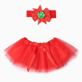 Набор Крошка Я "Новогодний цветочек" юбка с бантом и повязка на голову, красный 17*19 см