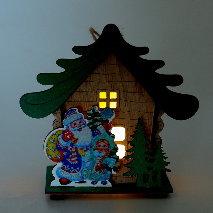 Световой декор «Дом Деда Мороза» 6,9 × 12,4 × 11,2 см, МИКС - фото 1909338785