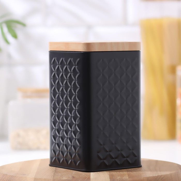 УЦЕНКА Банка для сыпучих продуктов «Сканди», 17×10 см, цвет чёрный - Фото 1