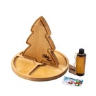 Подарочный набор деревянной посуды Adelica «С Новым годом!», ёлка 22×18 см, подставка - менажница d=25 см, масло 100 мл, в подарочной коробке - фото 4807589