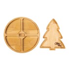 Подарочный набор деревянной посуды Adelica «С Новым годом!», ёлка 22×18 см, подставка - менажница d=25 см, масло 100 мл, в подарочной коробке - Фото 4