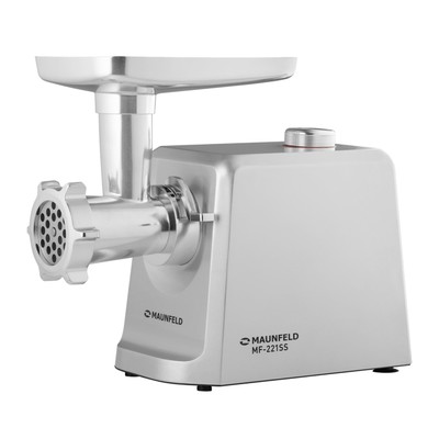 Мясорубка MAUNFELD MF-221SS, электрическая, 1800 Вт, реверс, 4 насадки, нержавеющая сталь