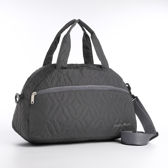 Сумка спортивная на молнии, наружный карман, длинный ремень, средний размер, цвет серый - Фото 1