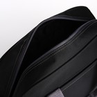 Сумка спортивная на молнии, наружный карман, длинный ремень, цвет чёрный/серый - Фото 3